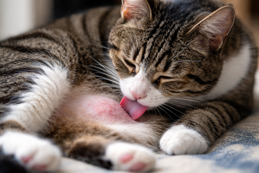 Zwangsstörung Katze behandeln Fellrupfen Leckdermatitis Katze